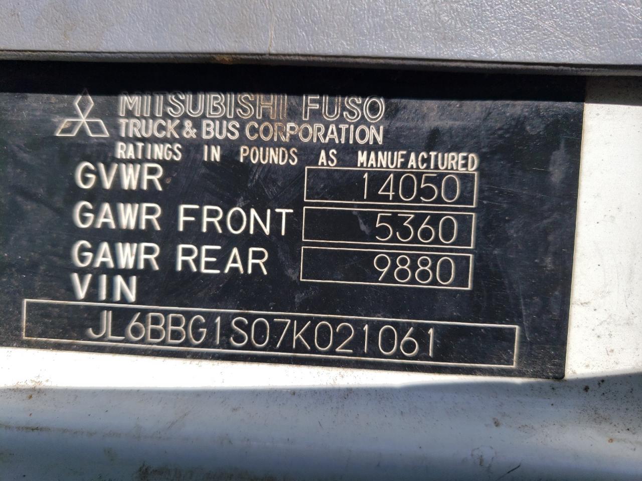JL6BBG1S07K021061 2007 Mitsubishi Fuso Truck Of America Inc Fe 84D