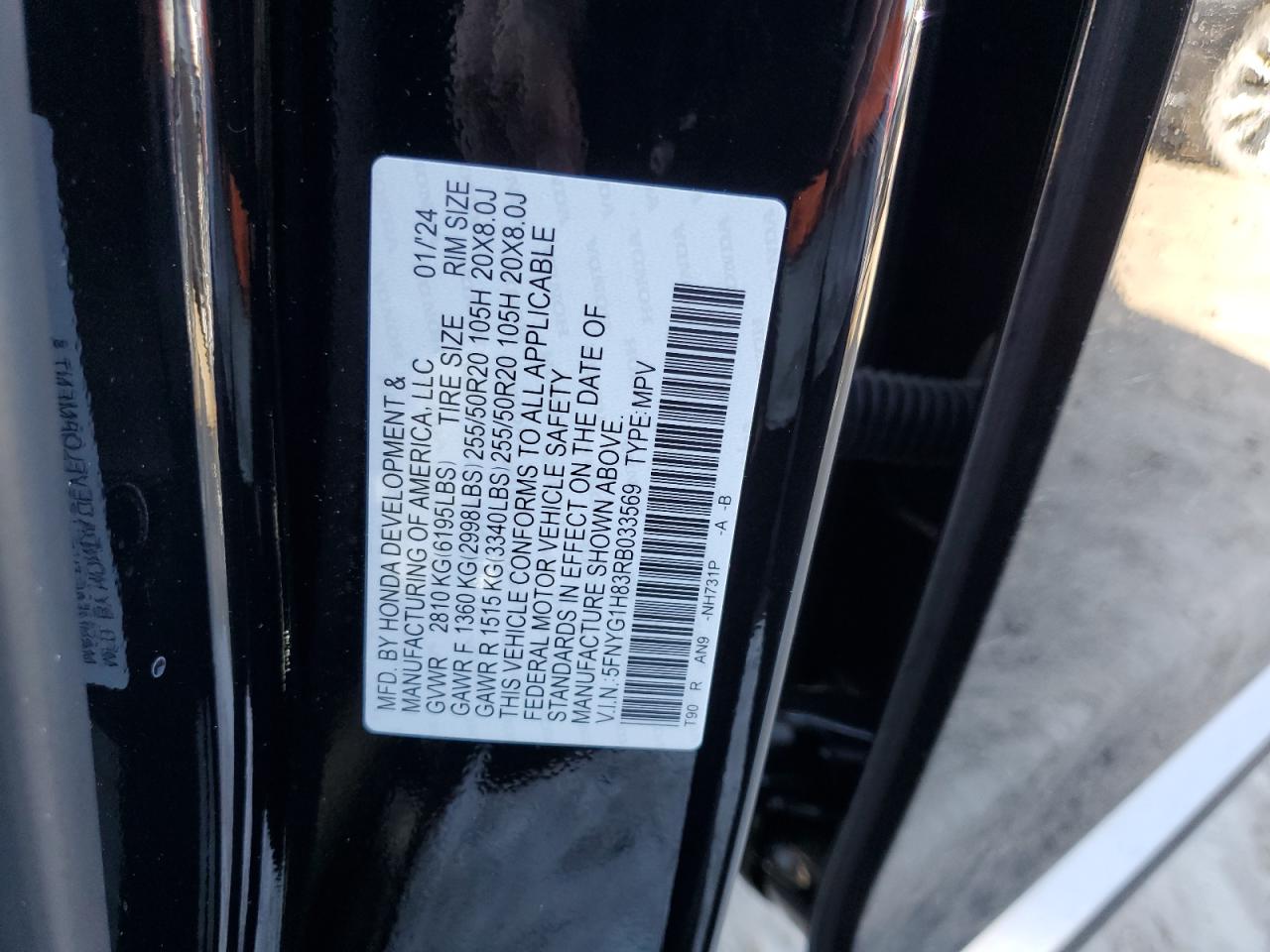 5FNYG1H83RB033569 2024 Honda Pilot Elite