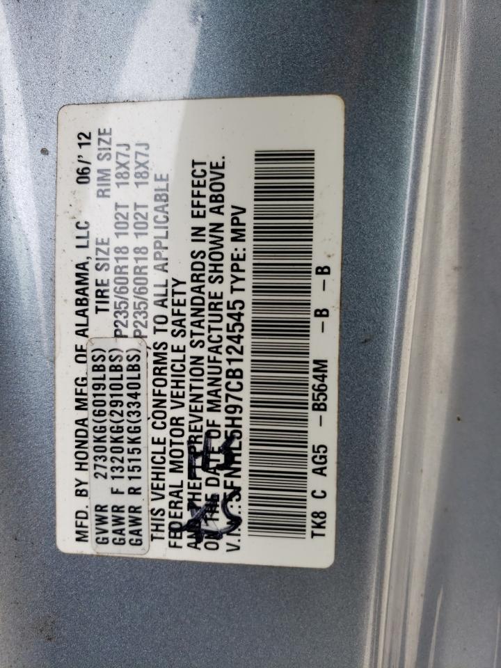 5FNRL5H97CB124545 2012 Honda Odyssey Touring