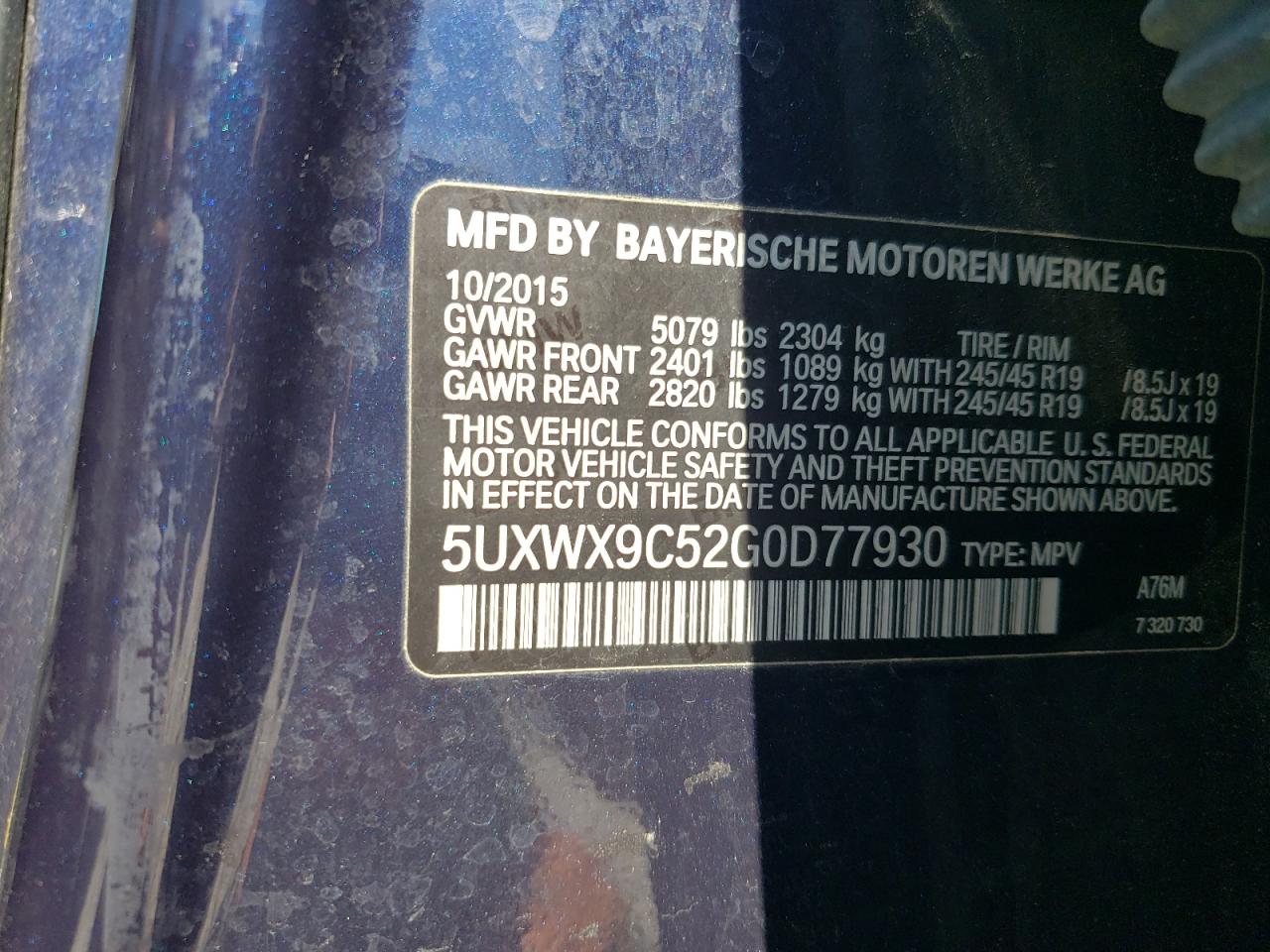 5UXWX9C52G0D77930 2016 BMW X3 xDrive28I