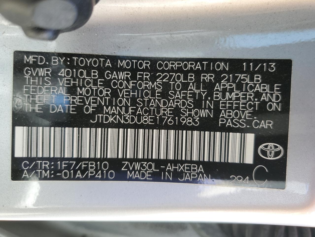 JTDKN3DU8E1761983 2014 Toyota Prius