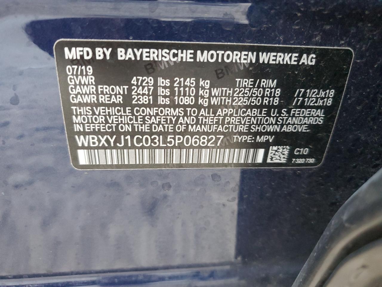 WBXYJ1C03L5P06827 2020 BMW X2 xDrive28I