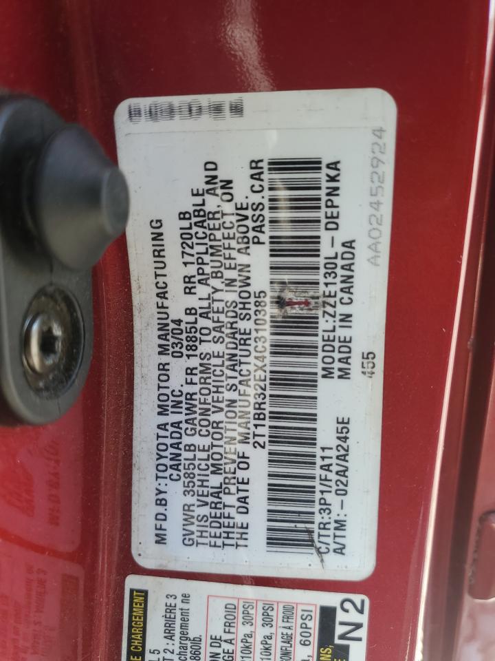2T1BR32EX4C310385 2004 Toyota Corolla Ce