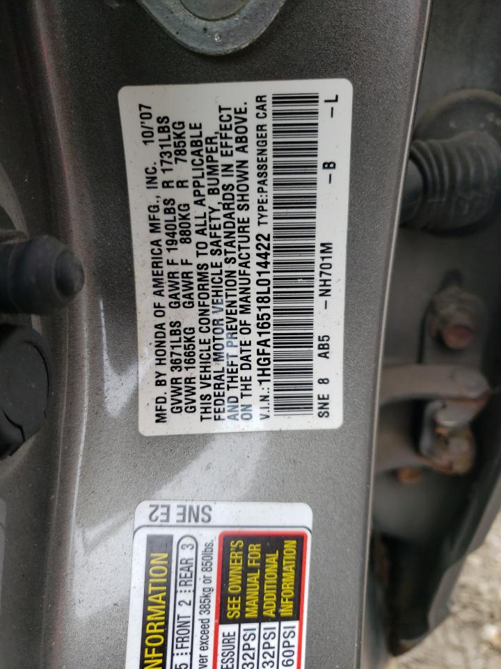 1HGFA16518L014422 2008 Honda Civic Lx