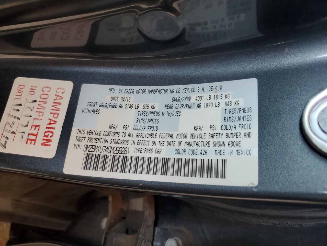 3MZBM1U74GM299281 2016 Mazda 3 Sport