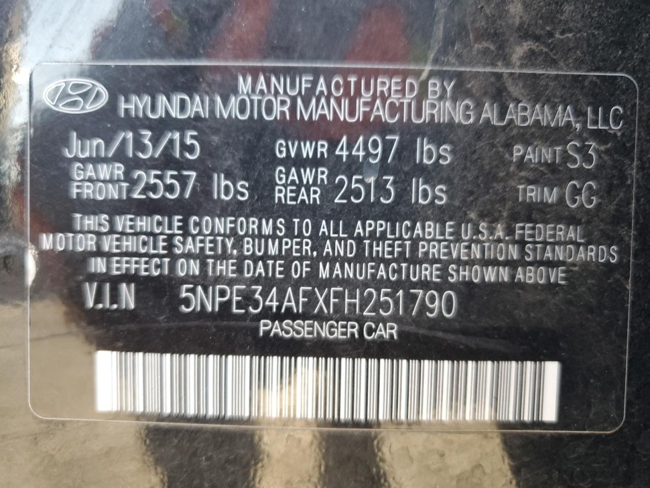 5NPE34AFXFH251790 2015 Hyundai Sonata Sport