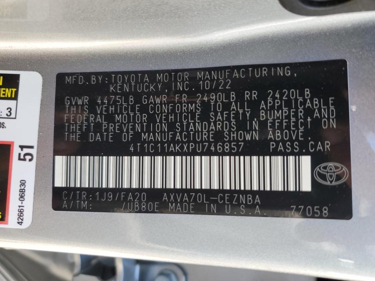 4T1C11AKXPU746857 2023 TOYOTA CAMRY - Image 12