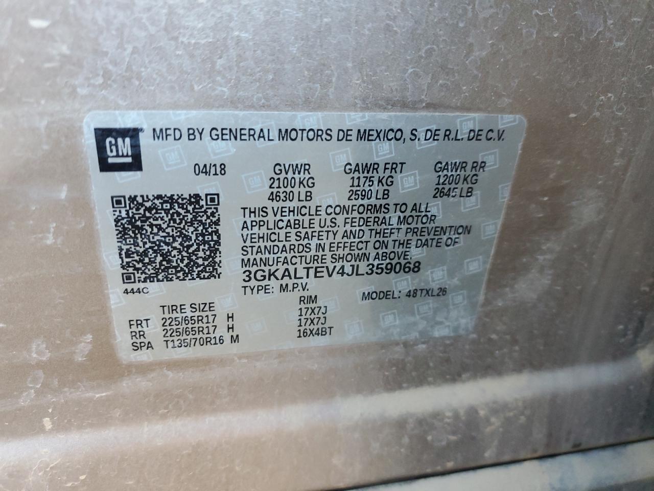 3GKALTEV4JL359068 2018 GMC Terrain Sle