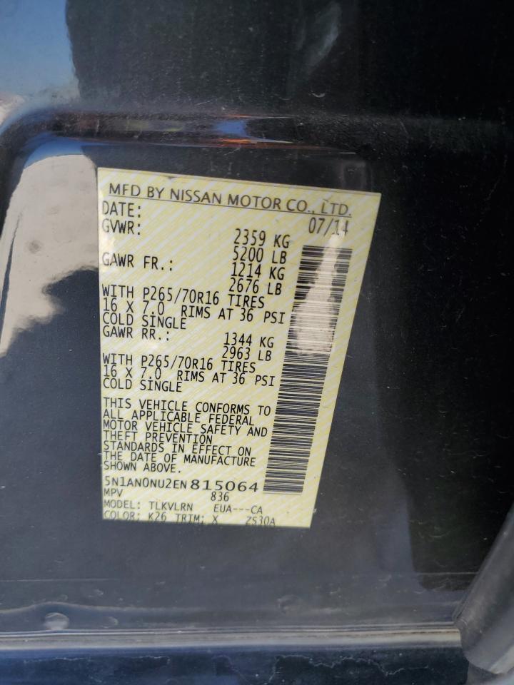 5N1AN0NU2EN815064 2014 Nissan Xterra X