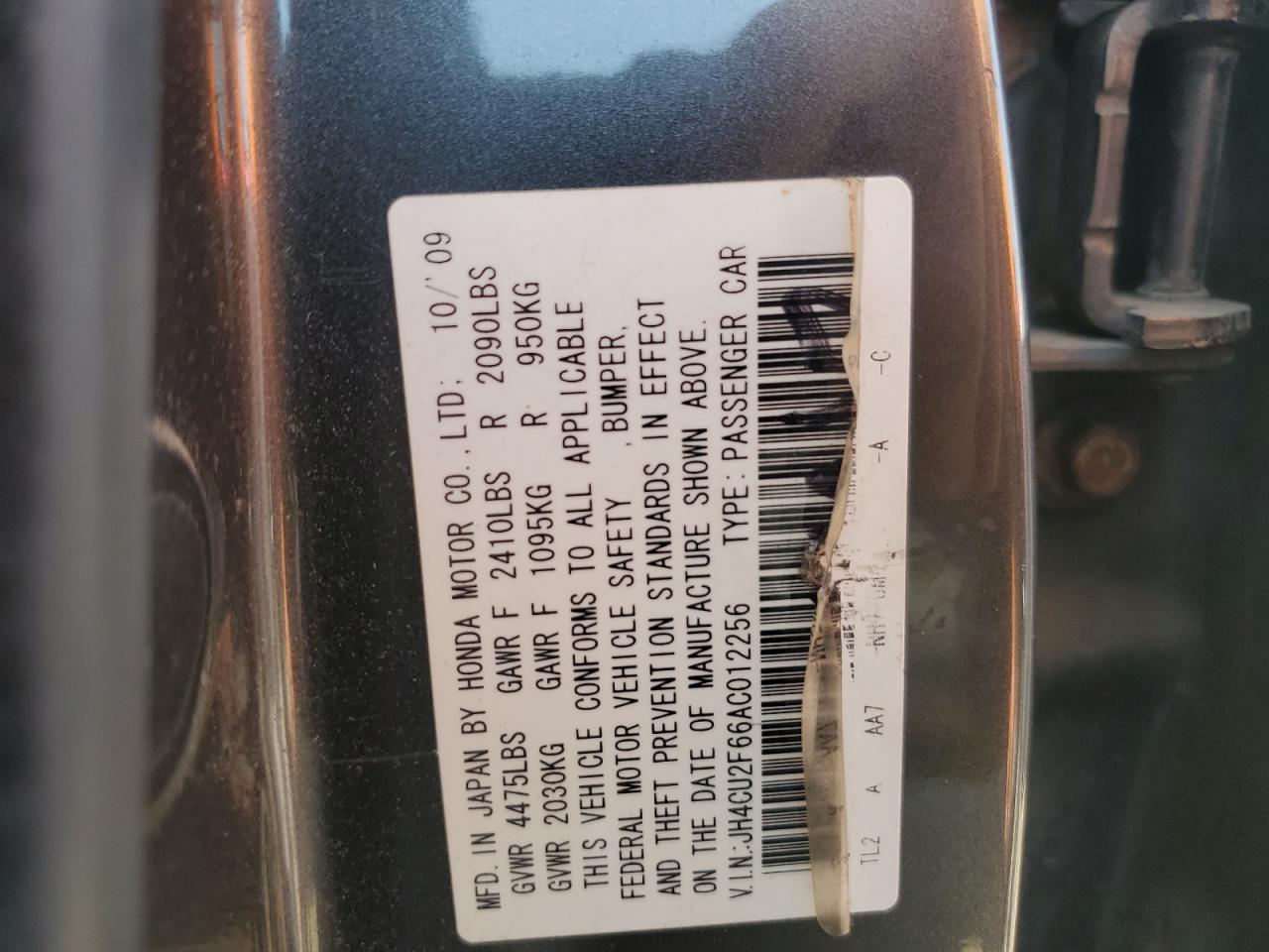 JH4CU2F66AC012256 2010 Acura Tsx