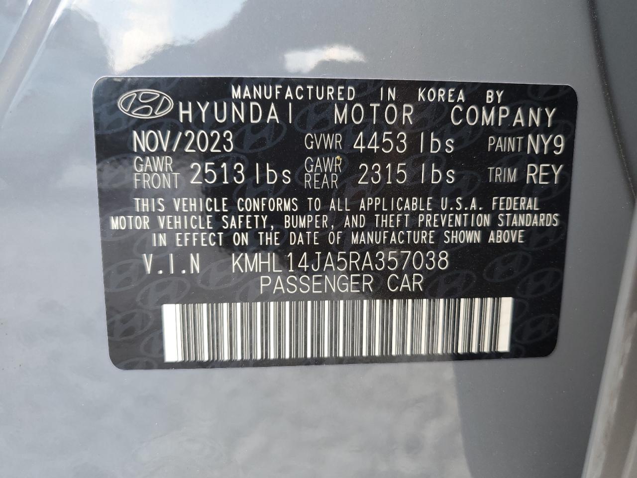 2024 Hyundai Sonata Sel VIN: KMHL14JA5RA357038 Lot: 71915914