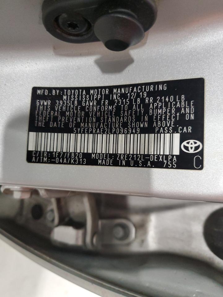 5YFEPRAE2LP096949 2020 Toyota Corolla Le