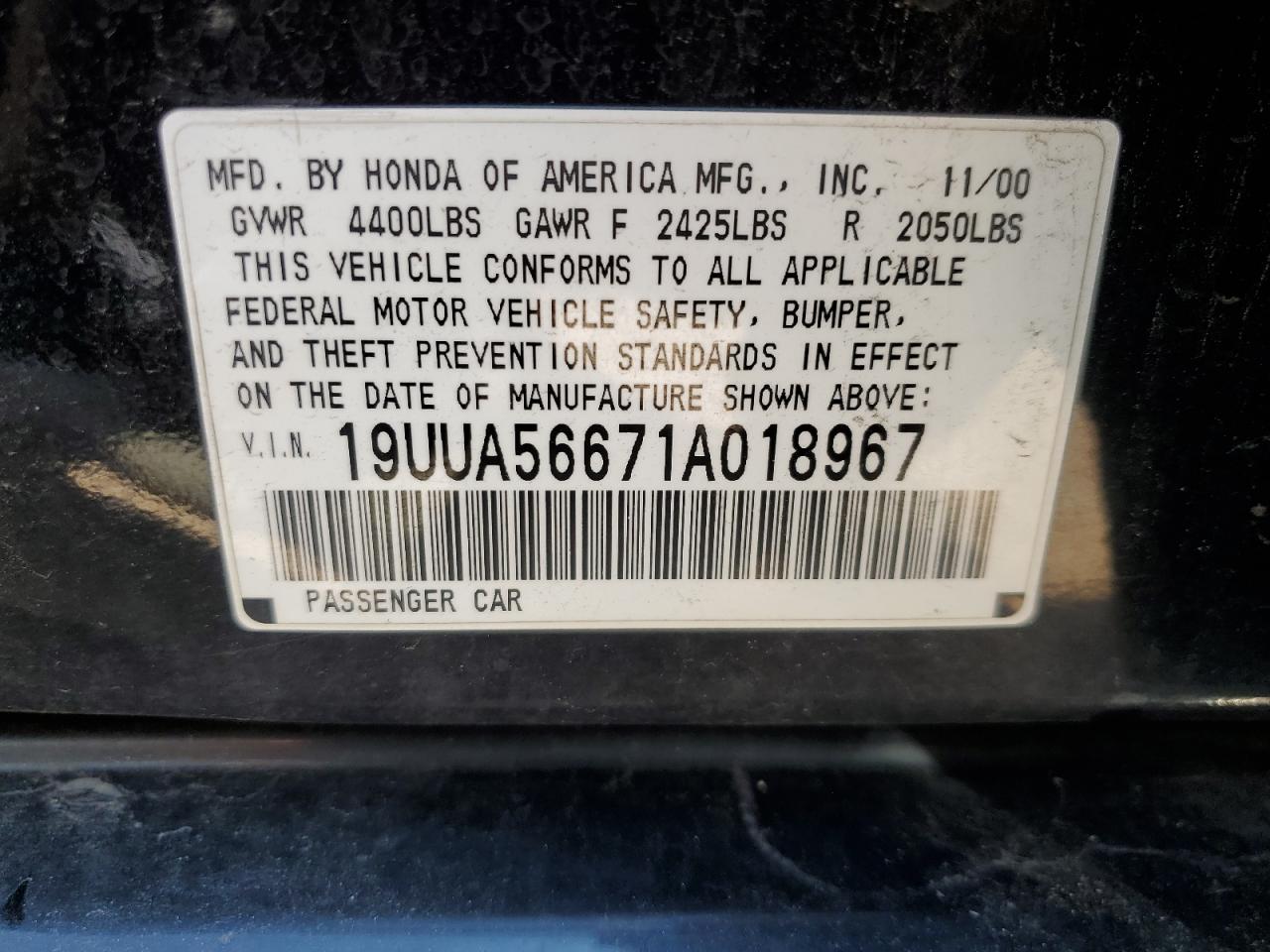 19UUA56671A018967 2001 Acura 3.2Tl