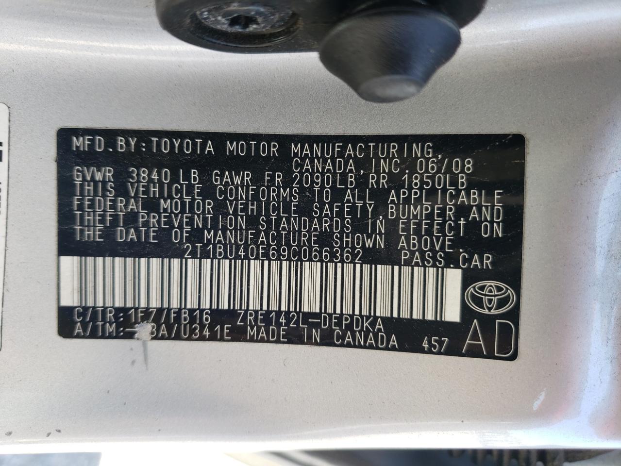 2T1BU40E69C066362 2009 Toyota Corolla Base