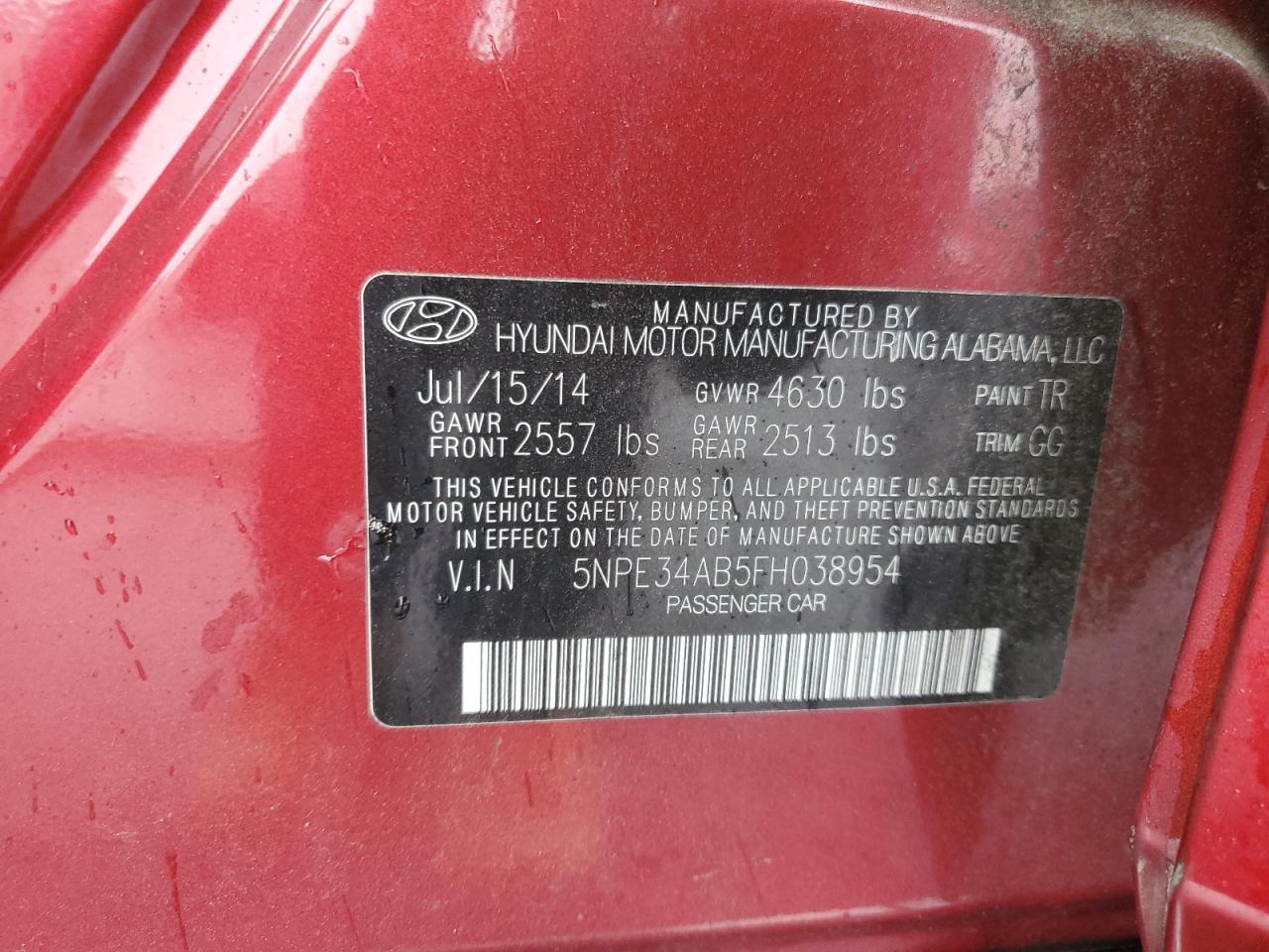 5NPE34AB5FH038954 2015 Hyundai Sonata Sport