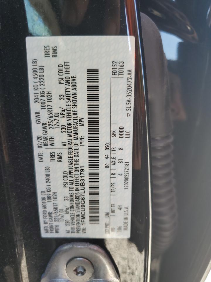 1FMCU9G67LUB31791 2020 FORD ESCAPE - Image 12