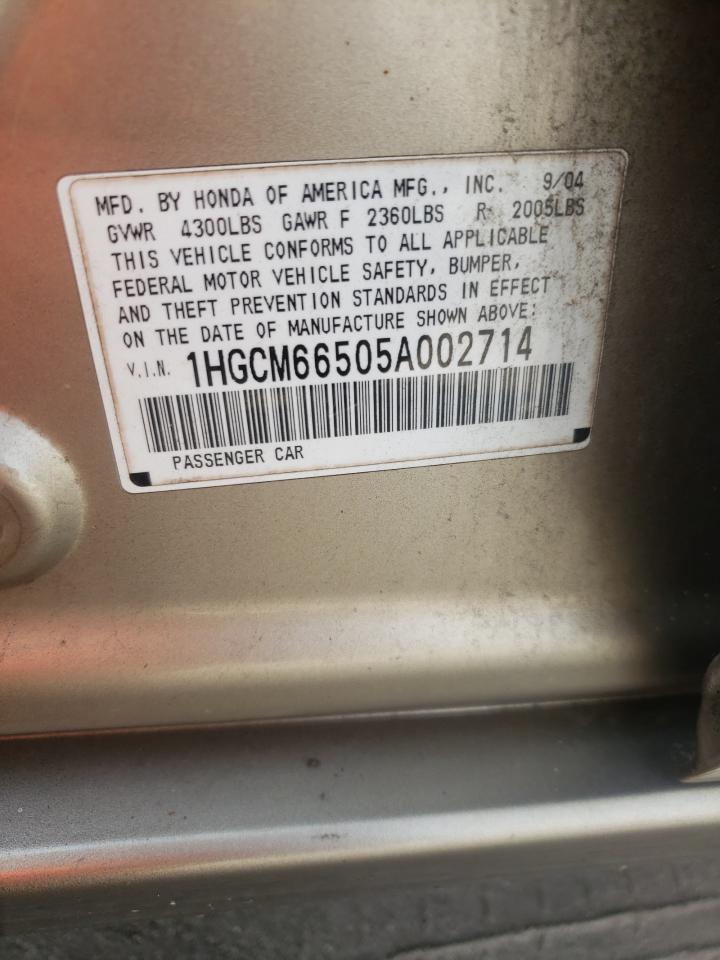 1HGCM66505A002714 2005 Honda Accord Ex