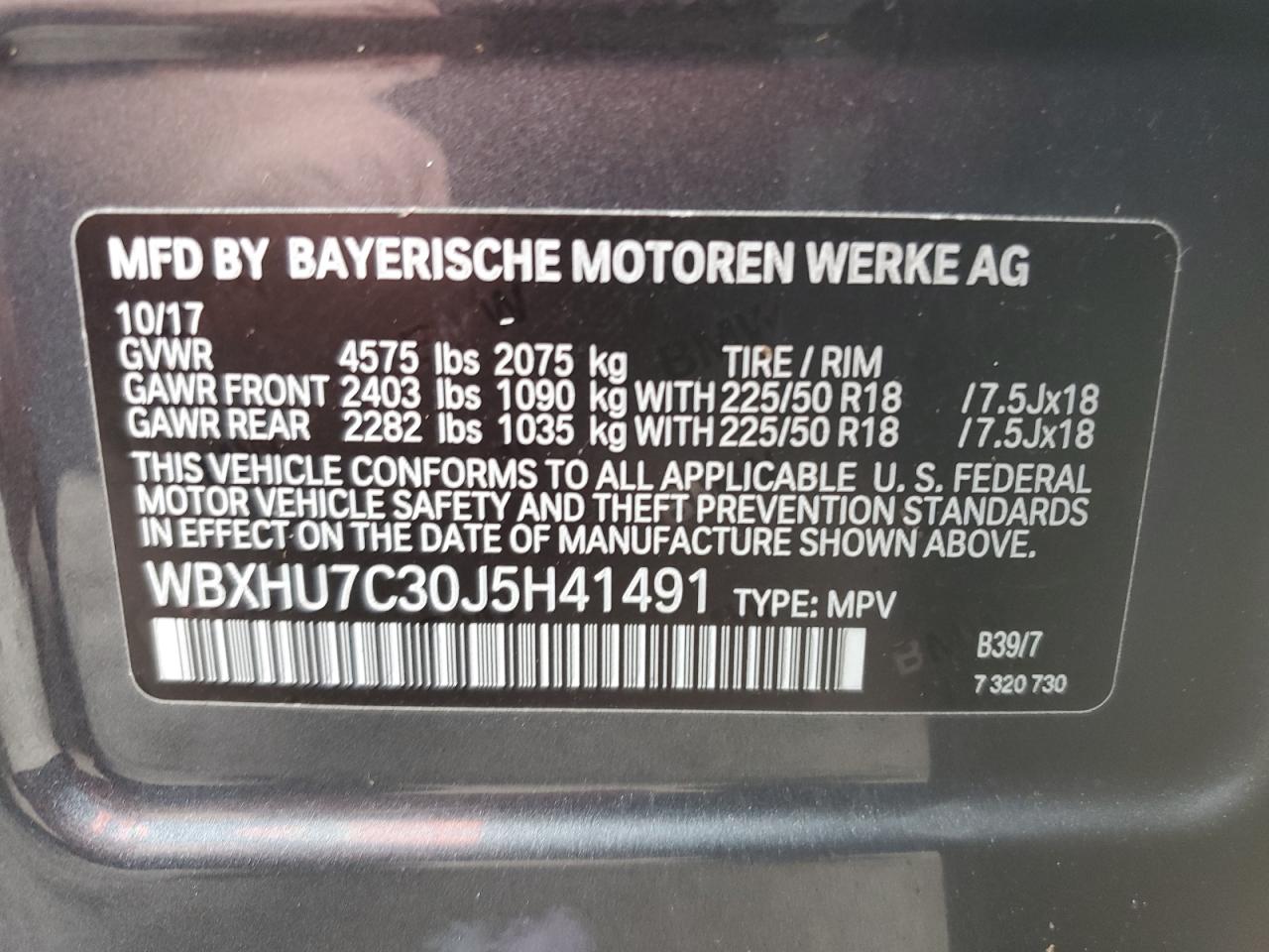 WBXHU7C30J5H41491 2018 BMW X1 Sdrive28I