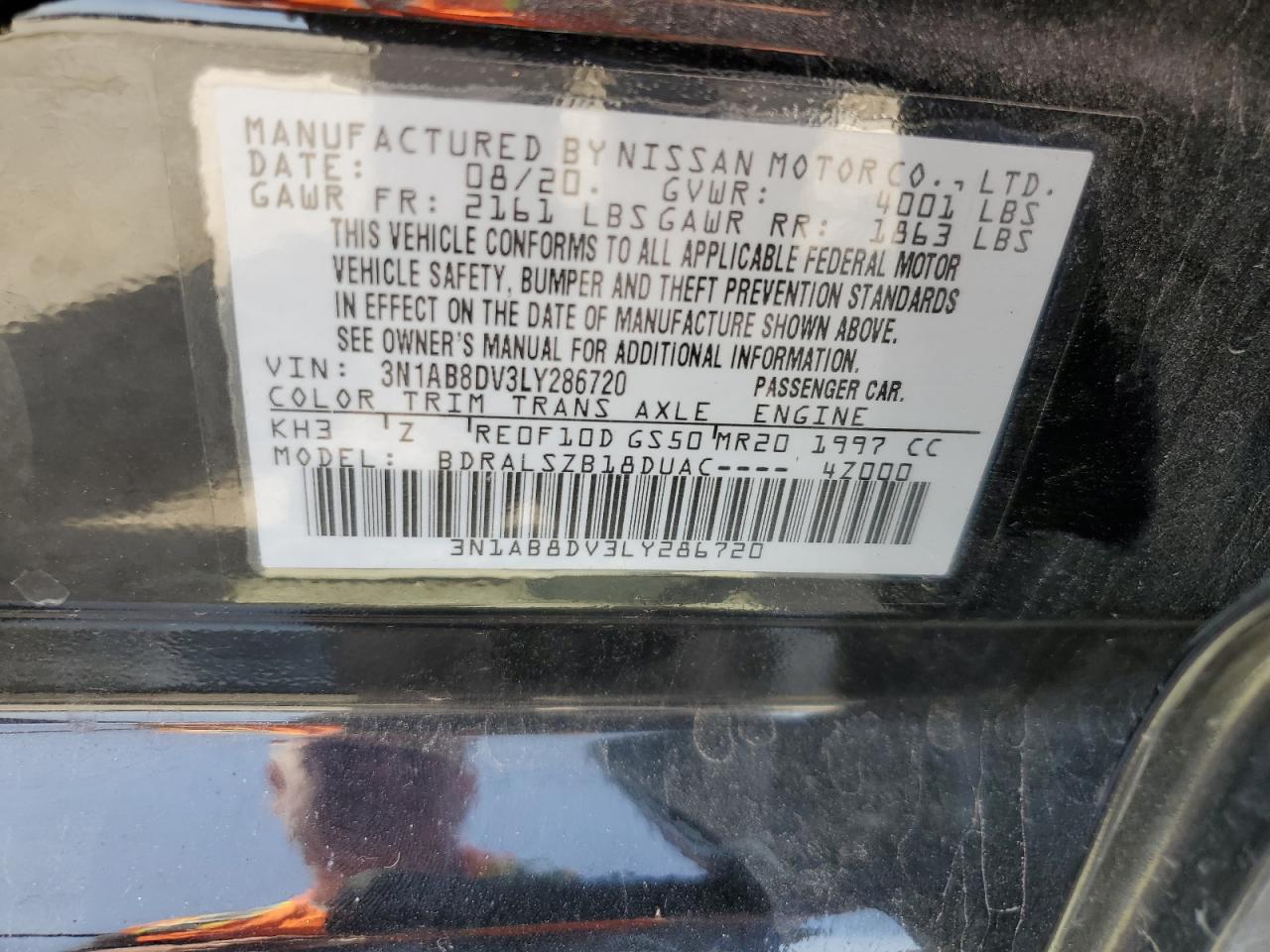 3N1AB8DV3LY286720 2020 Nissan Sentra Sr