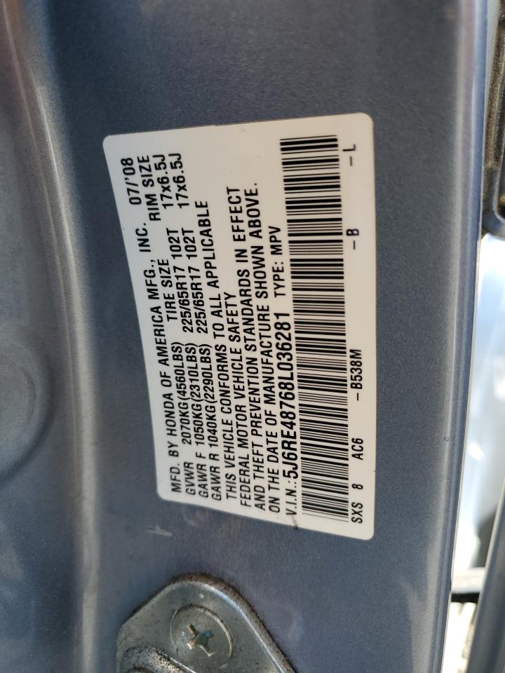 5J6RE48768L036281 2008 Honda Cr-V Exl