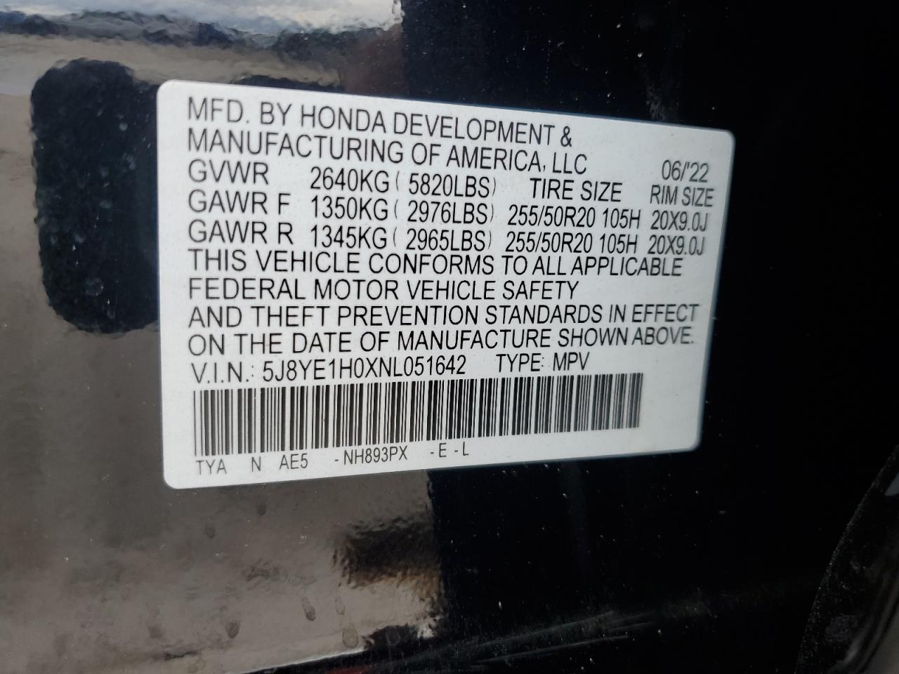 5J8YE1H0XNL051642 2022 Acura Mdx A-Spec