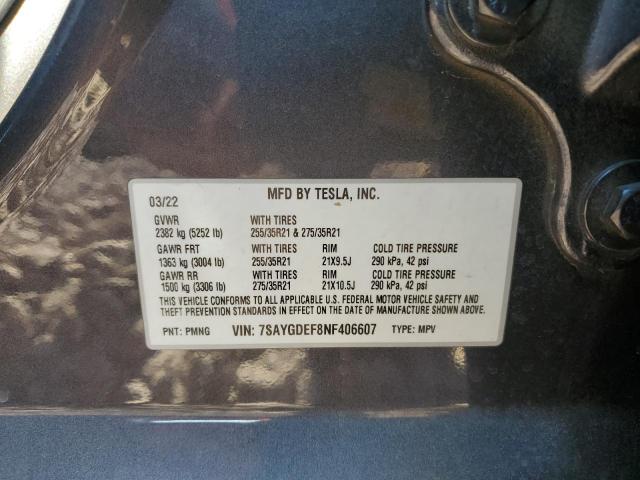 7SAYGDEF8NF406607 Tesla Model Y  12