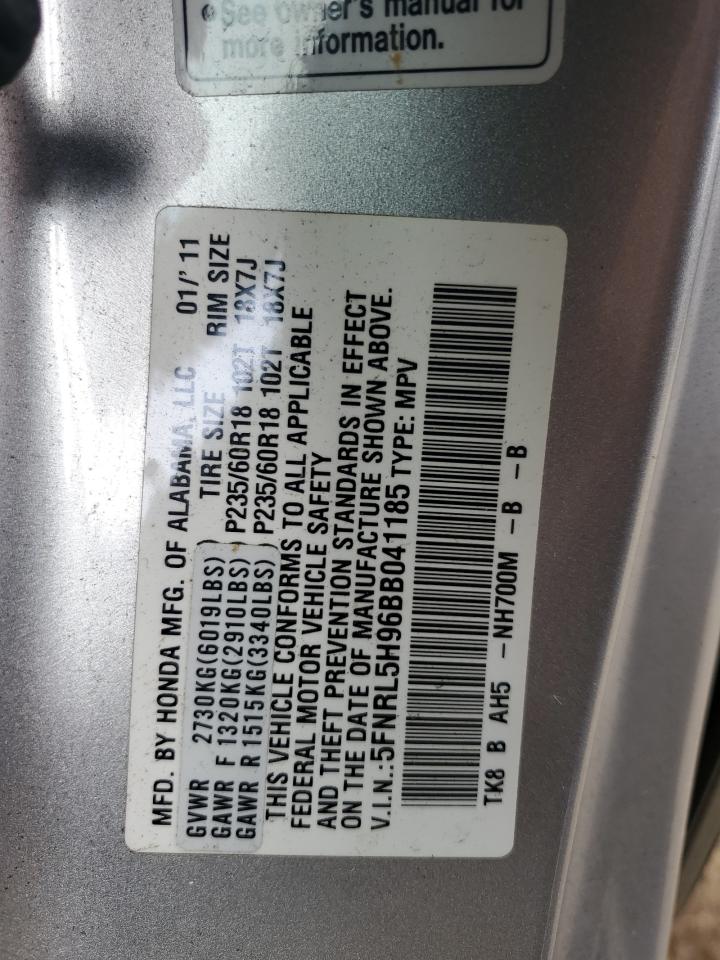 5FNRL5H96BB041185 2011 Honda Odyssey Touring