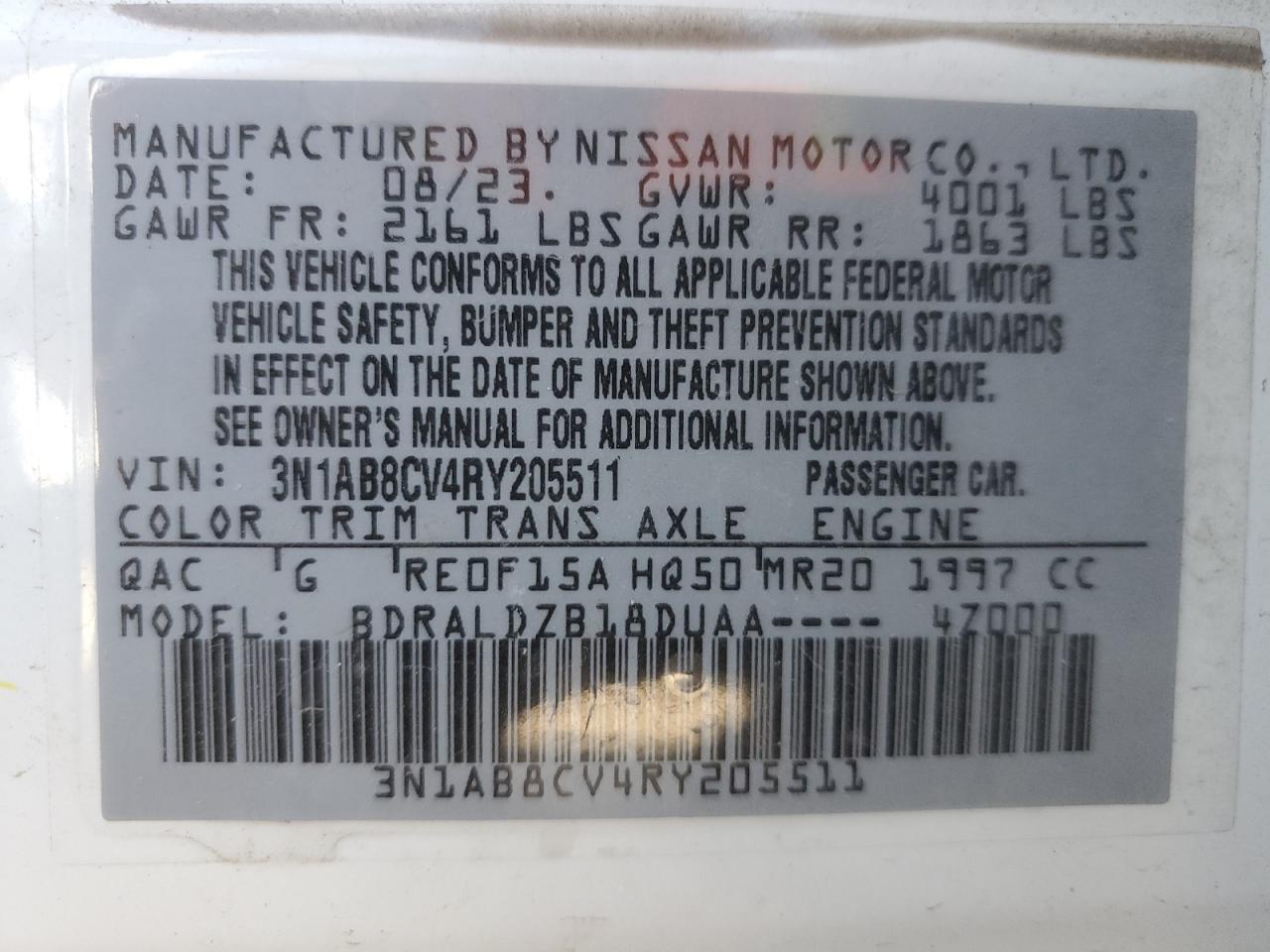 3N1AB8CV4RY205511 2024 Nissan Sentra Sv