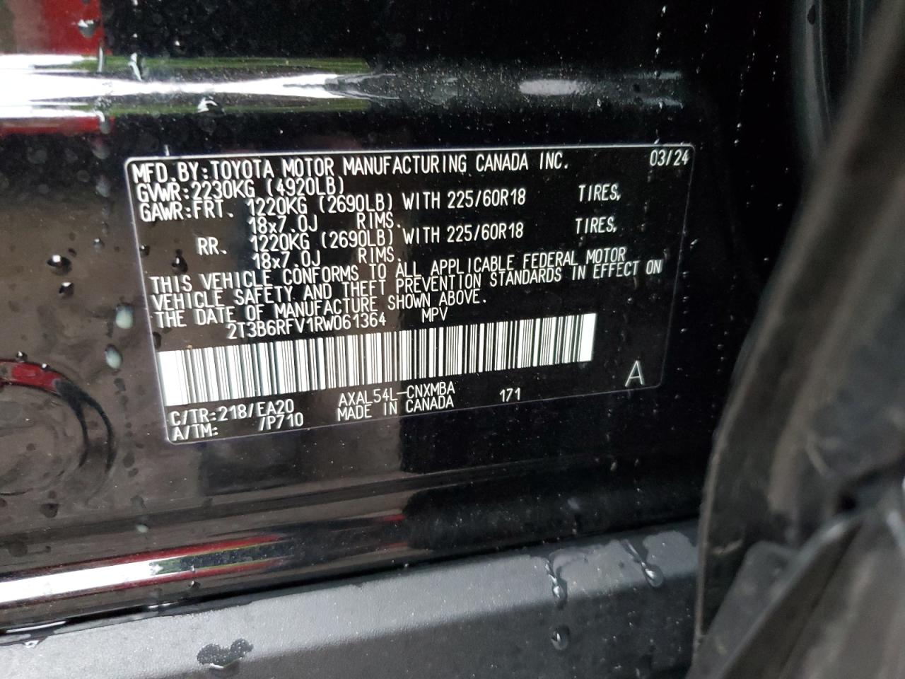 2T3B6RFV1RW061364 2024 Toyota Rav4 Xle Premium