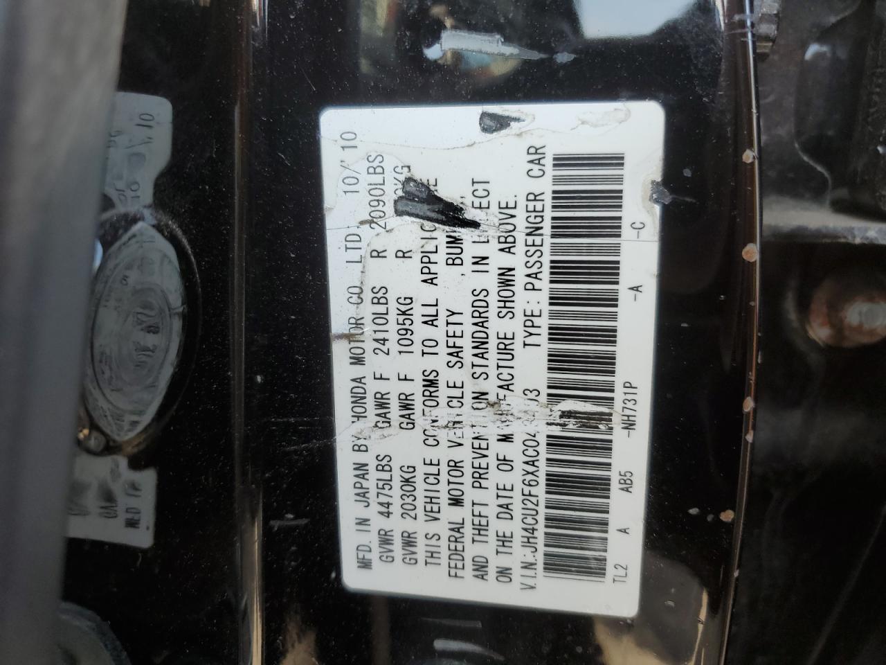 JH4CU2F6XAC043493 2010 Acura Tsx