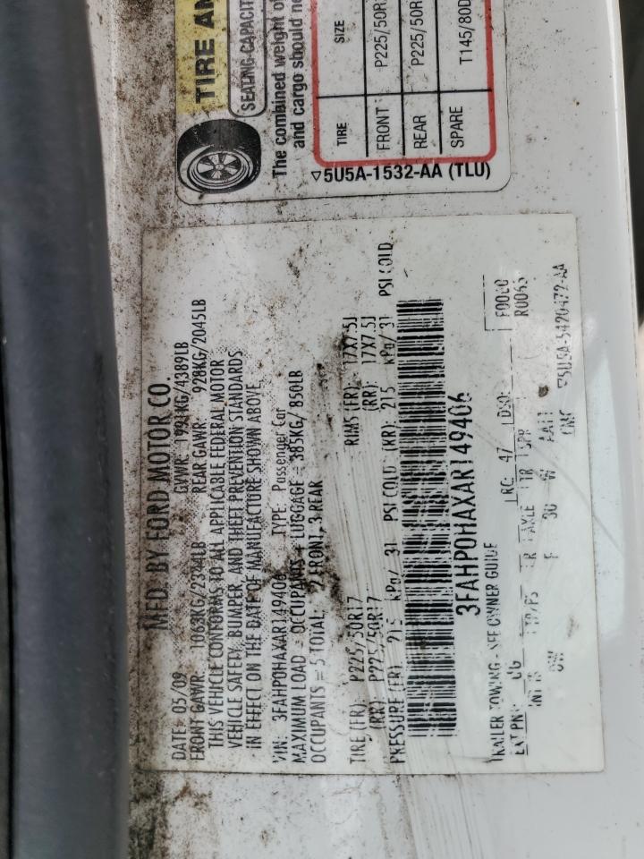 3FAHP0HAXAR149406 2010 Ford Fusion Se 3FAHP0HAXAR149406 2010 Ford Fusion Se