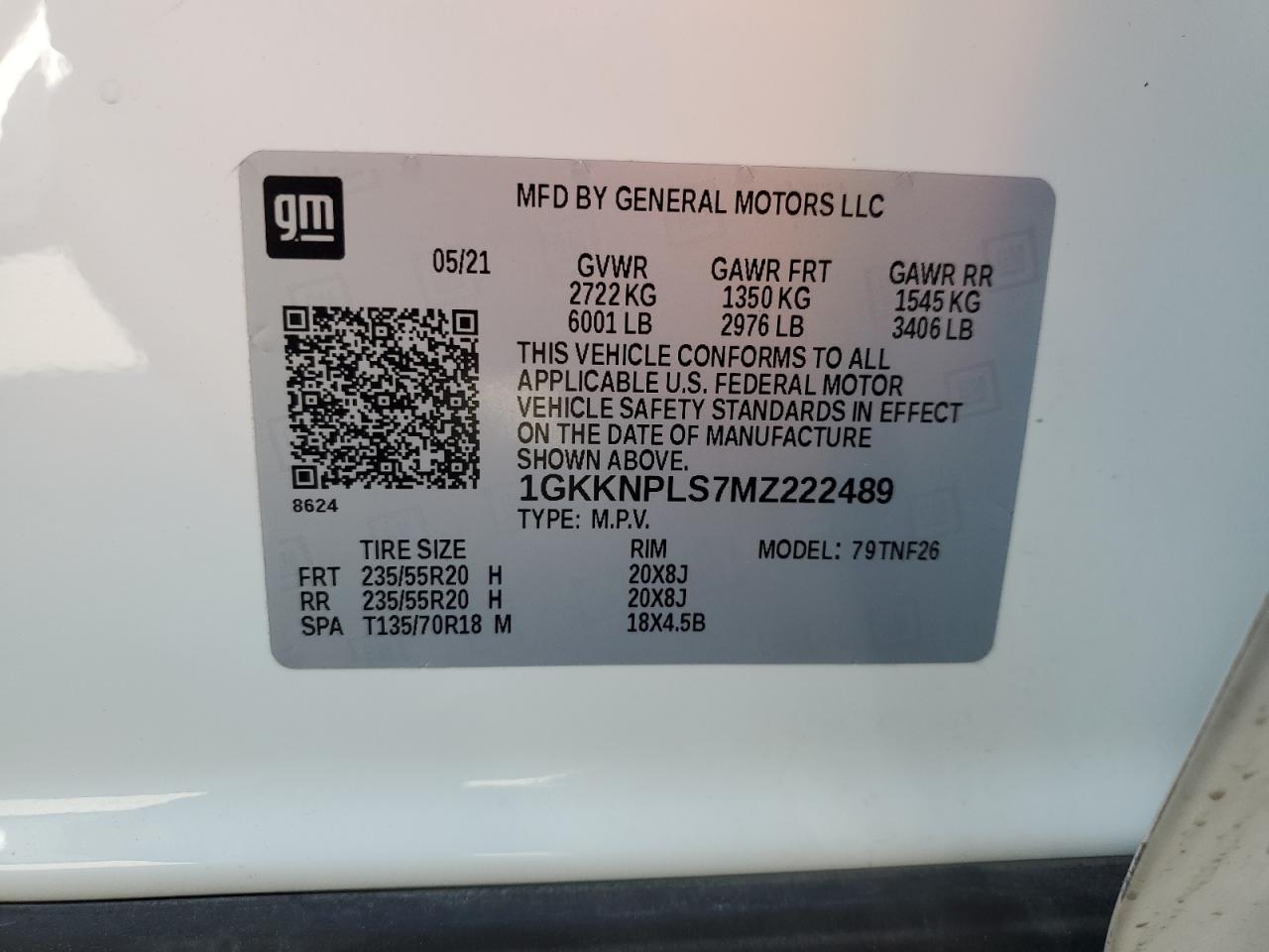 1GKKNPLS7MZ222489 2021 GMC Acadia Denali