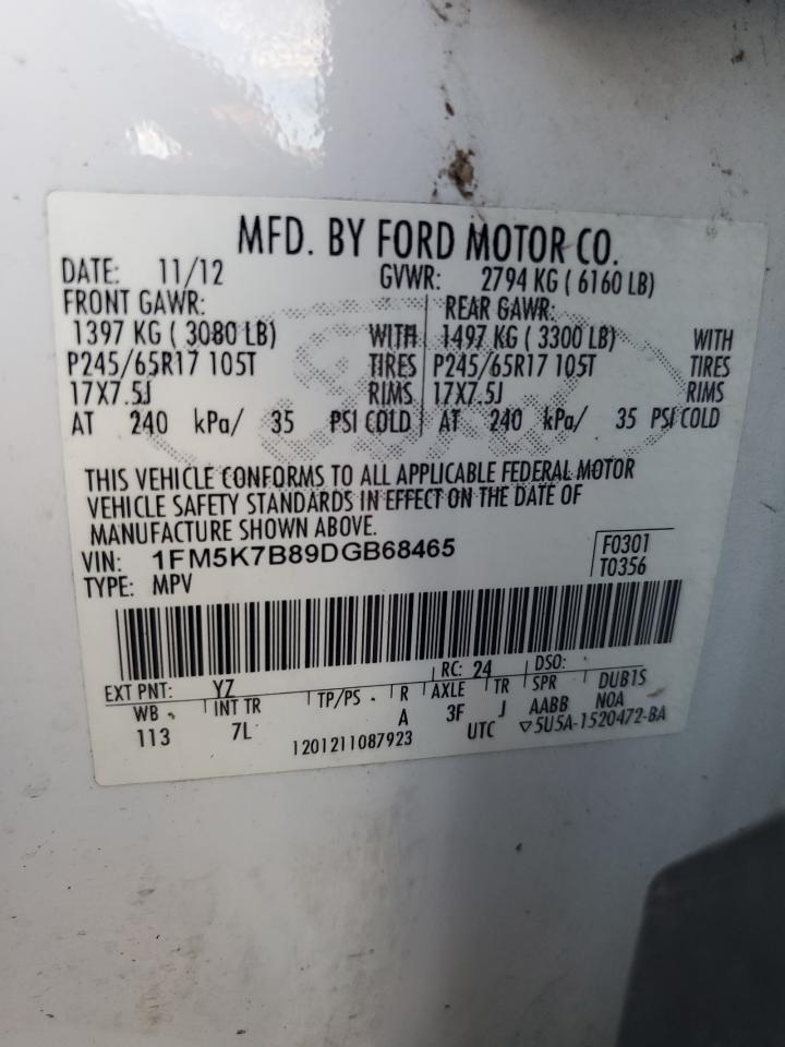 1FM5K7B89DGB68465 2013 Ford Explorer