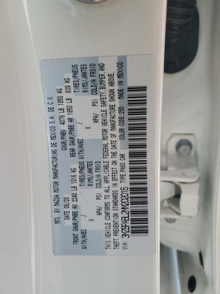 3MZBPABL2MM202016 2021 Mazda 3 Select