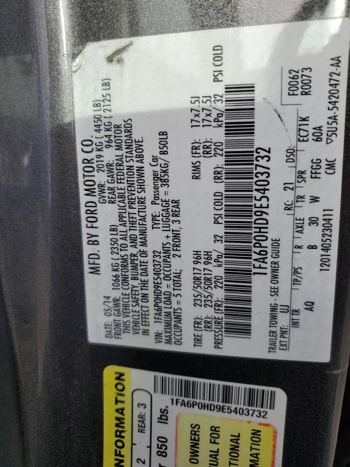 1FA6P0HD9E5403732 2014 Ford Fusion Se