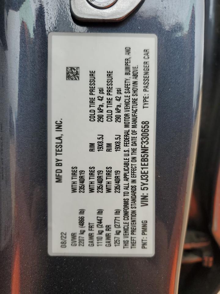 5YJ3E1EB5NF330658 2022 Tesla Model 3