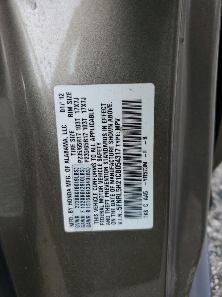 5FNRL5H21CB054317 2012 Honda Odyssey Lx