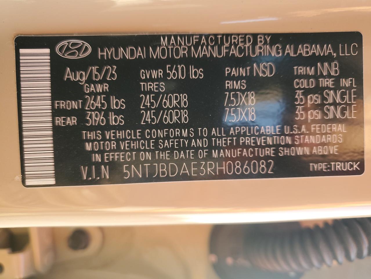 5NTJBDAE3RH086082 2024 Hyundai Santa Cruz Sel