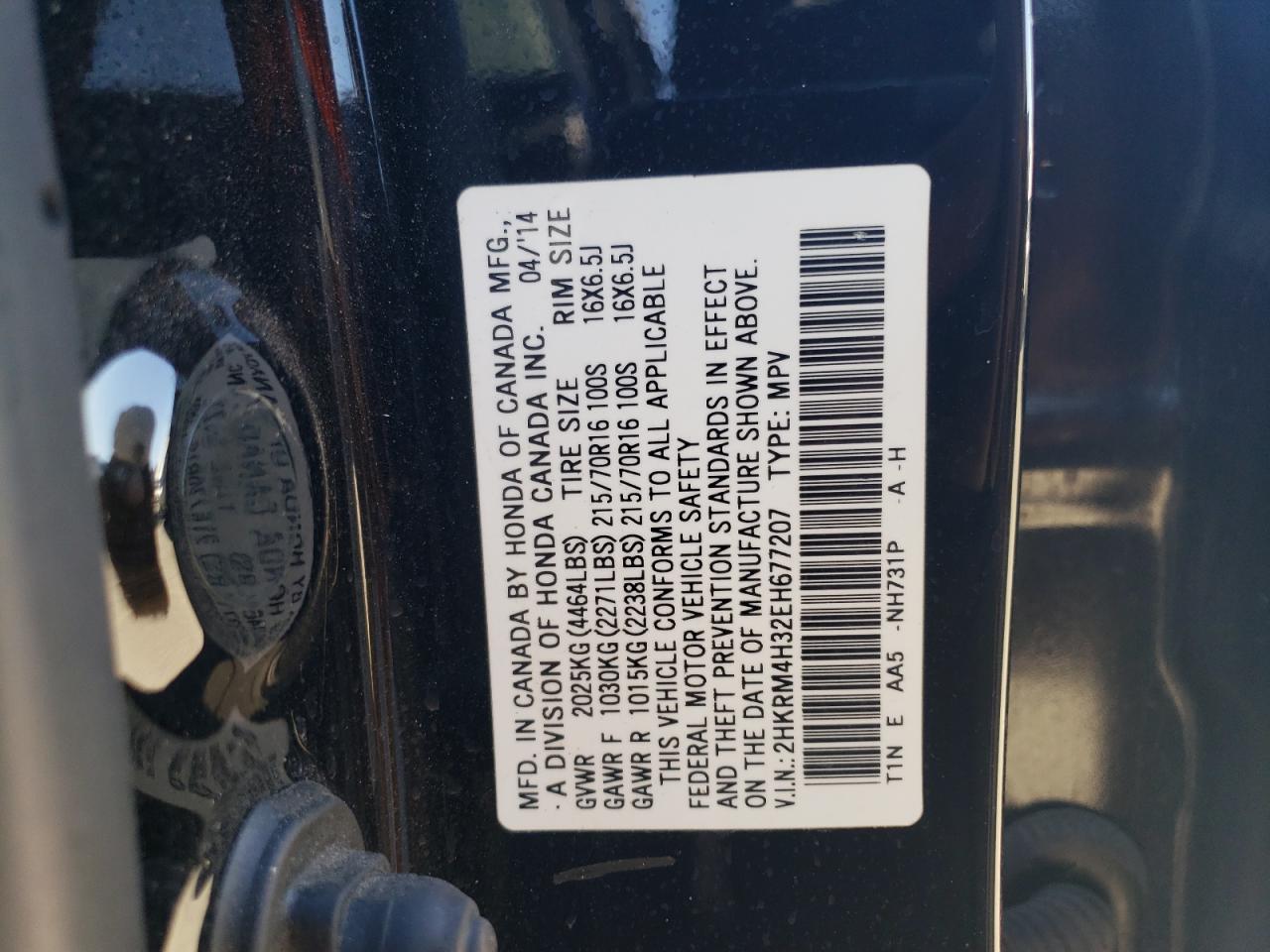 2HKRM4H32EH677207 2014 Honda Cr-V Lx