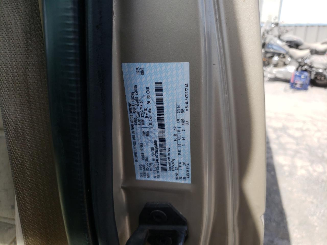 2007 Ford Econoline E250 Van VIN: 1FDNE24L07DB26459 Lot: 71916984