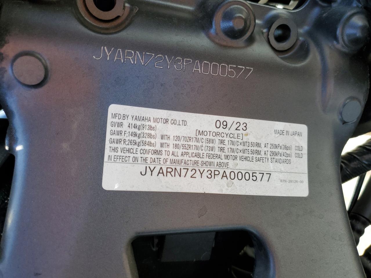 JYARN72Y3PA000577 2023 Yamaha Mt09 Dc