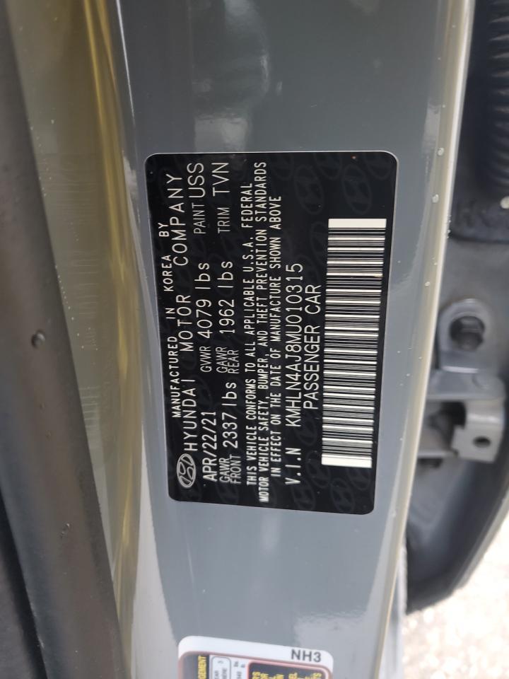 2021 Hyundai Elantra Limited VIN: KMHLN4AJ8MU010315 Lot: 70751804