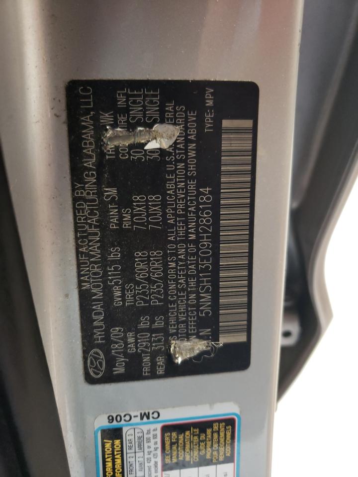 2009 Hyundai Santa Fe Se VIN: 5NMSH13E09H286184 Lot: 71785144