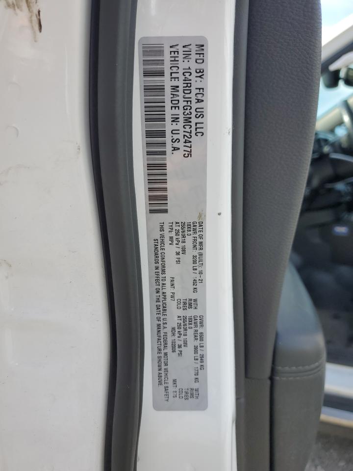 2021 Dodge Durango Pursuit VIN: 1C4RDJFG3MC724775 Lot: 72718244