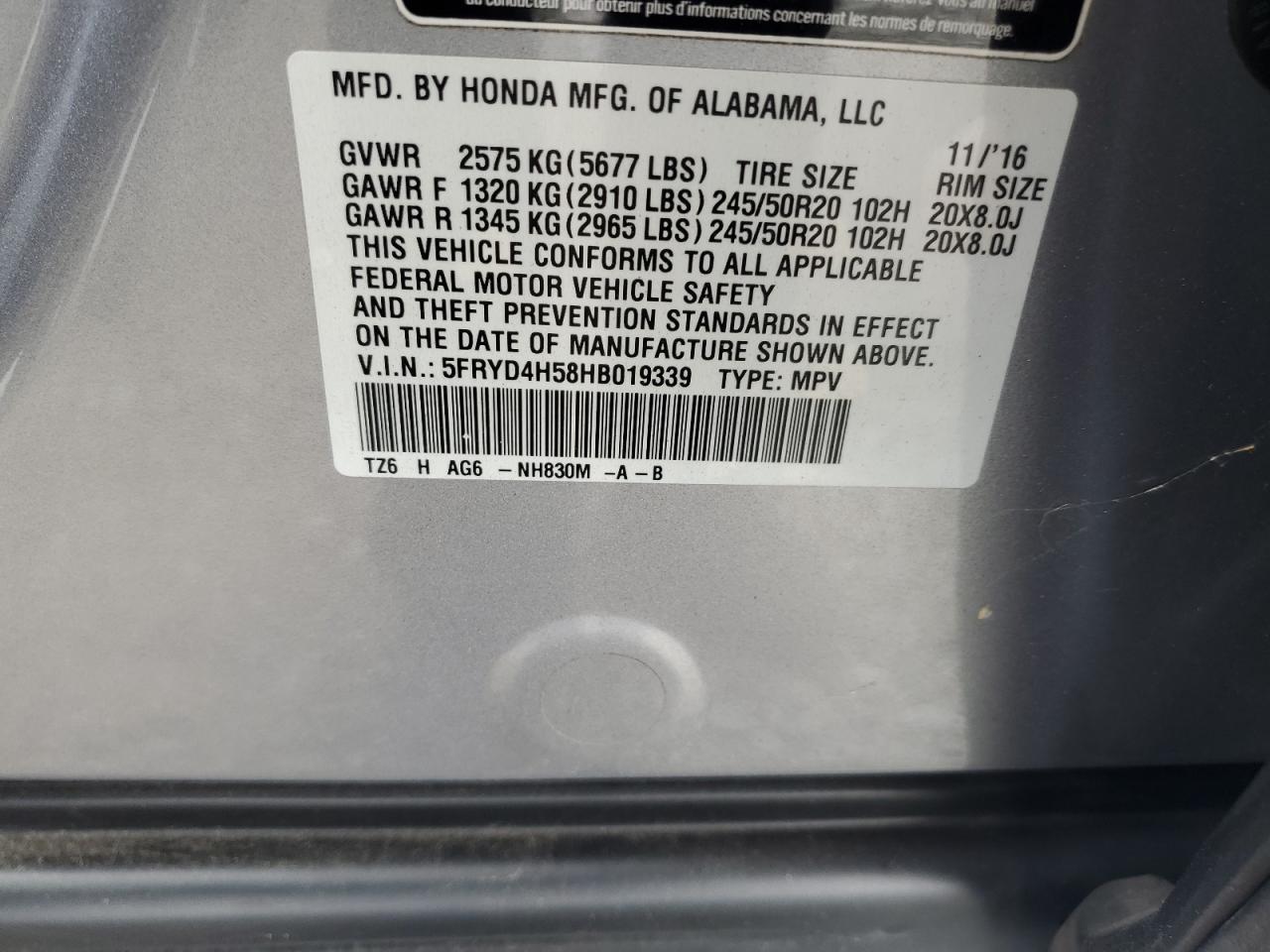 5FRYD4H58HB019339 2017 Acura Mdx Technology