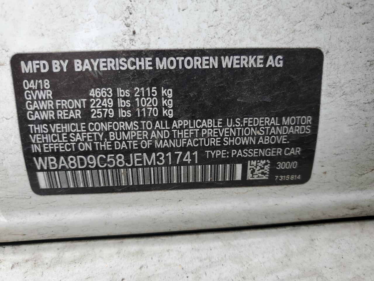 WBA8D9C58JEM31741 2018 BMW 3 SERIES - Image 13