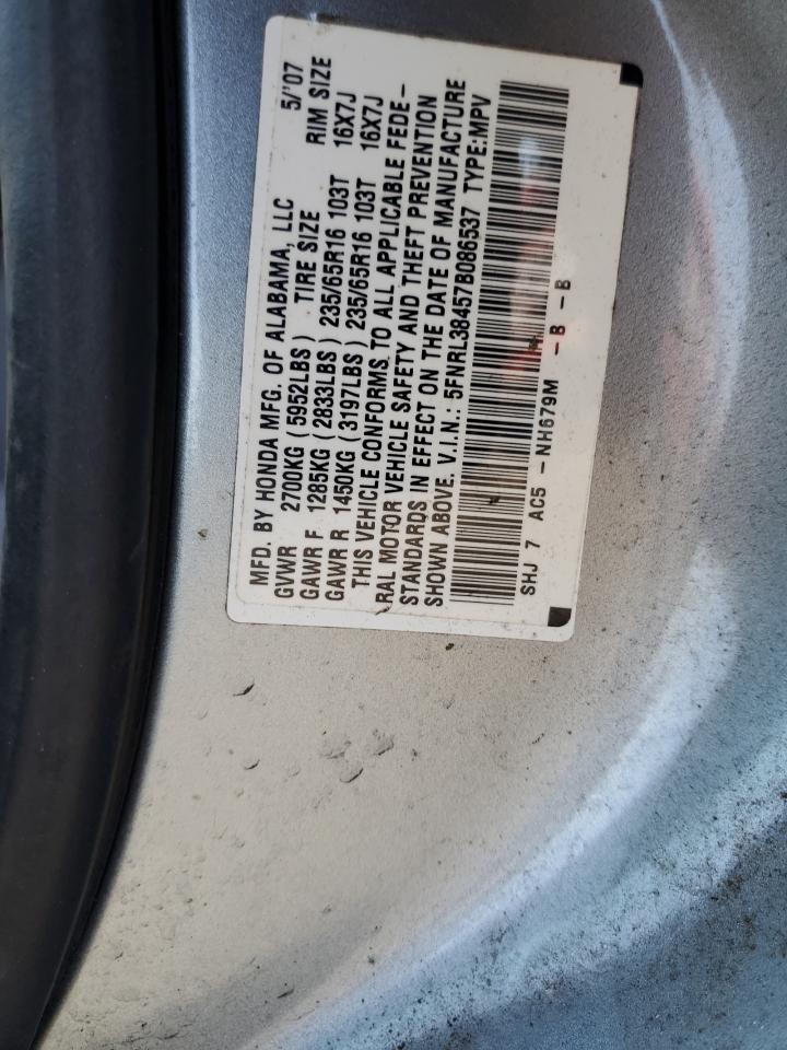 5FNRL38457B086537 2007 Honda Odyssey Ex