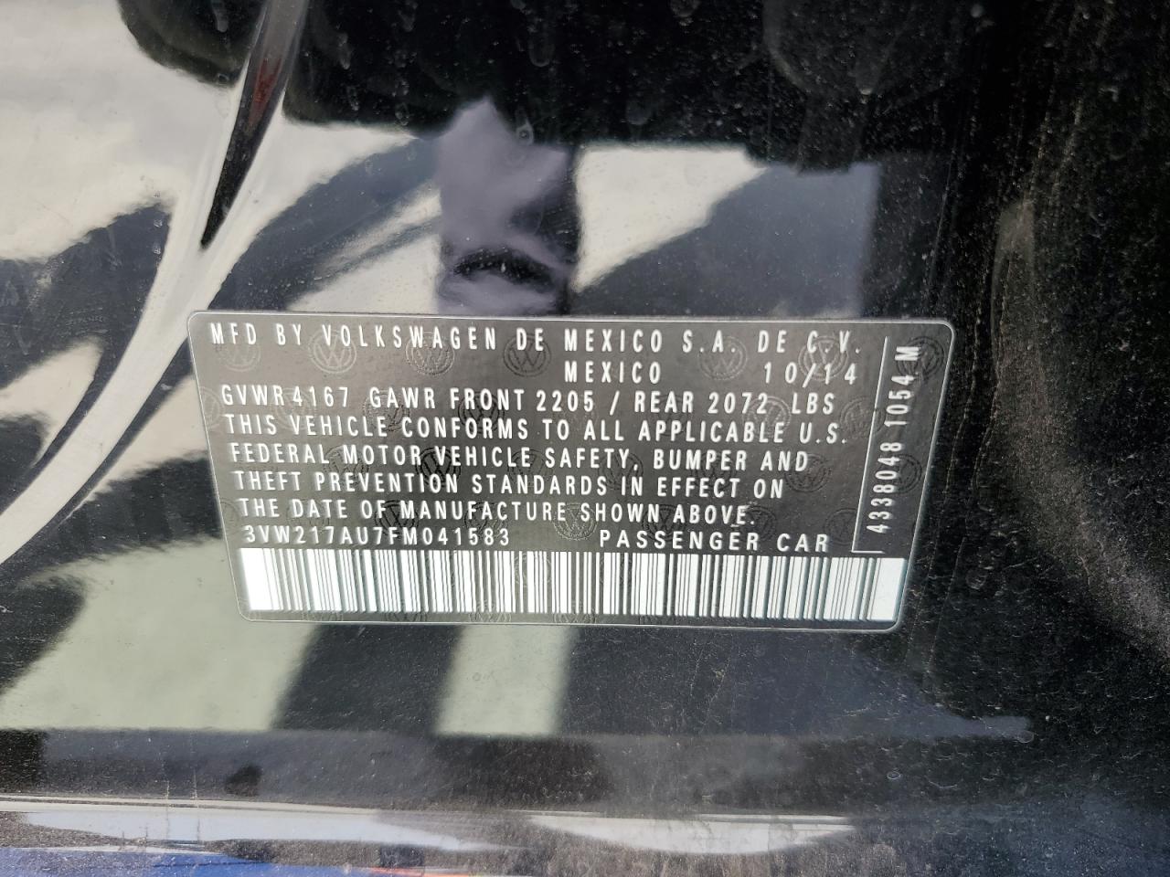 2015 Volkswagen Golf VIN: 3VW217AU7FM041583 Lot: 69885804