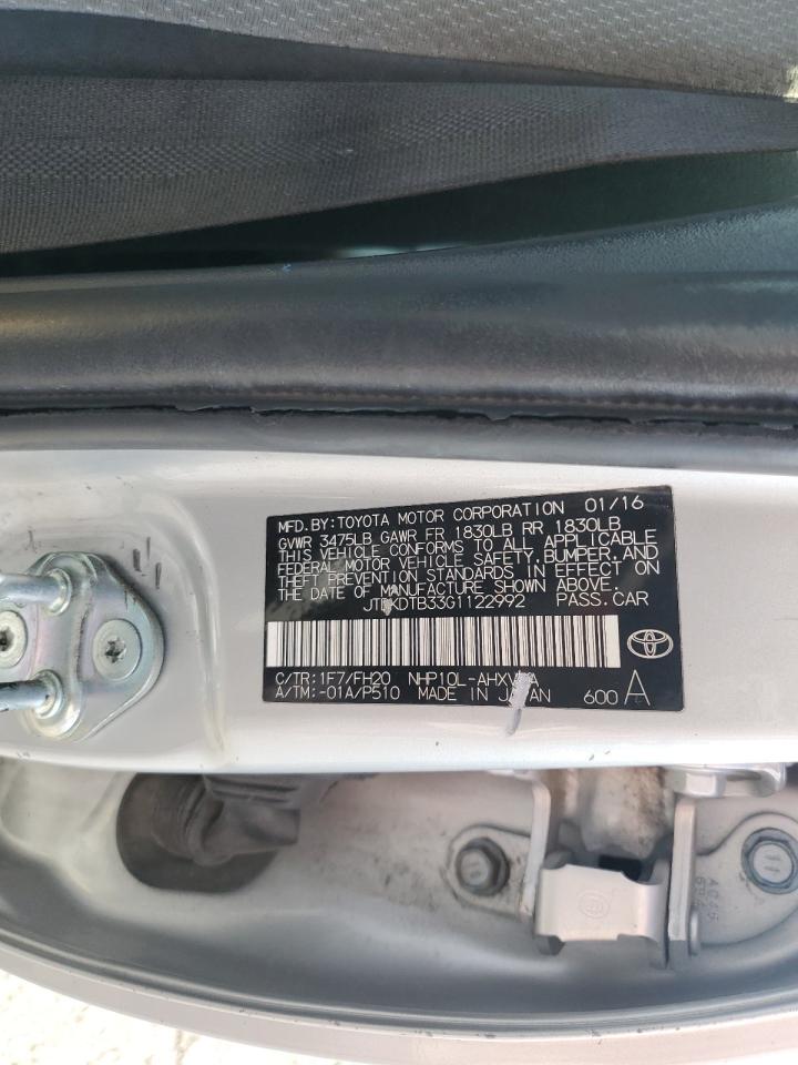 JTDKDTB33G1122992 2016 Toyota Prius C