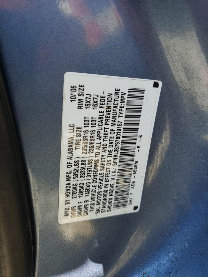 5FNRL38797B019157 2007 Honda Odyssey Exl